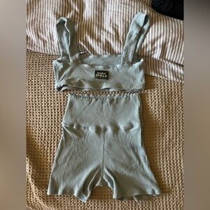 Daily Drills Ribbed Set in Soft Teal